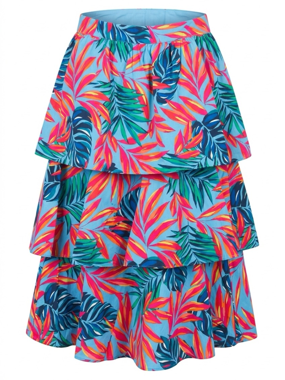 Tabitha Brown for Target Tiered Tropical Leaf Skirt - Blue Multicolor